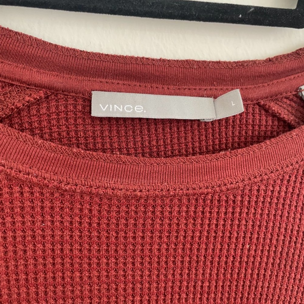 vince mens rust red waffle knit thermal L - Picture 2 of 2